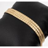 14 kt Gold Armband, GG 585/000, 3-rhg., Glieder sat., L.