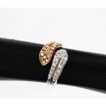 18 kt Gold Diamant-Ring, GG/WG 750/000, 8/8-Diamanten