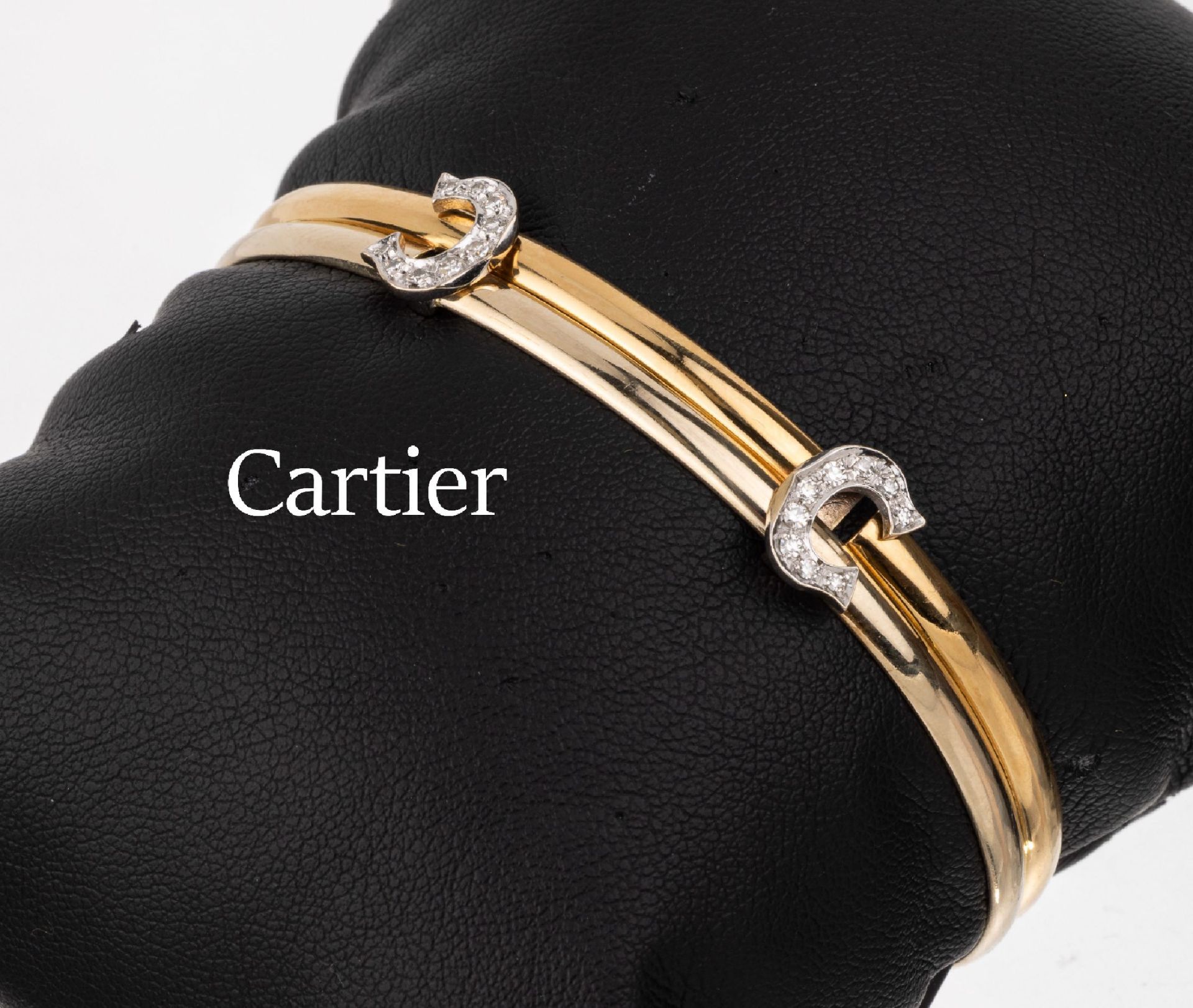 18 kt Gold CARTIER Brillant-Armreif 'Double C', GG/WG