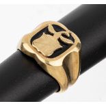 14 kt Gold Onyx-Wappenring, GG 585/000, Onyxeinlage mit