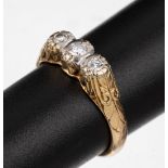 14 kt Gold Brillant-Ring, GG/WG 585/000, 3 in WG