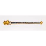 18 kt Gold Saphir-Diamant-Stabbrosche, GG 750/000, 3