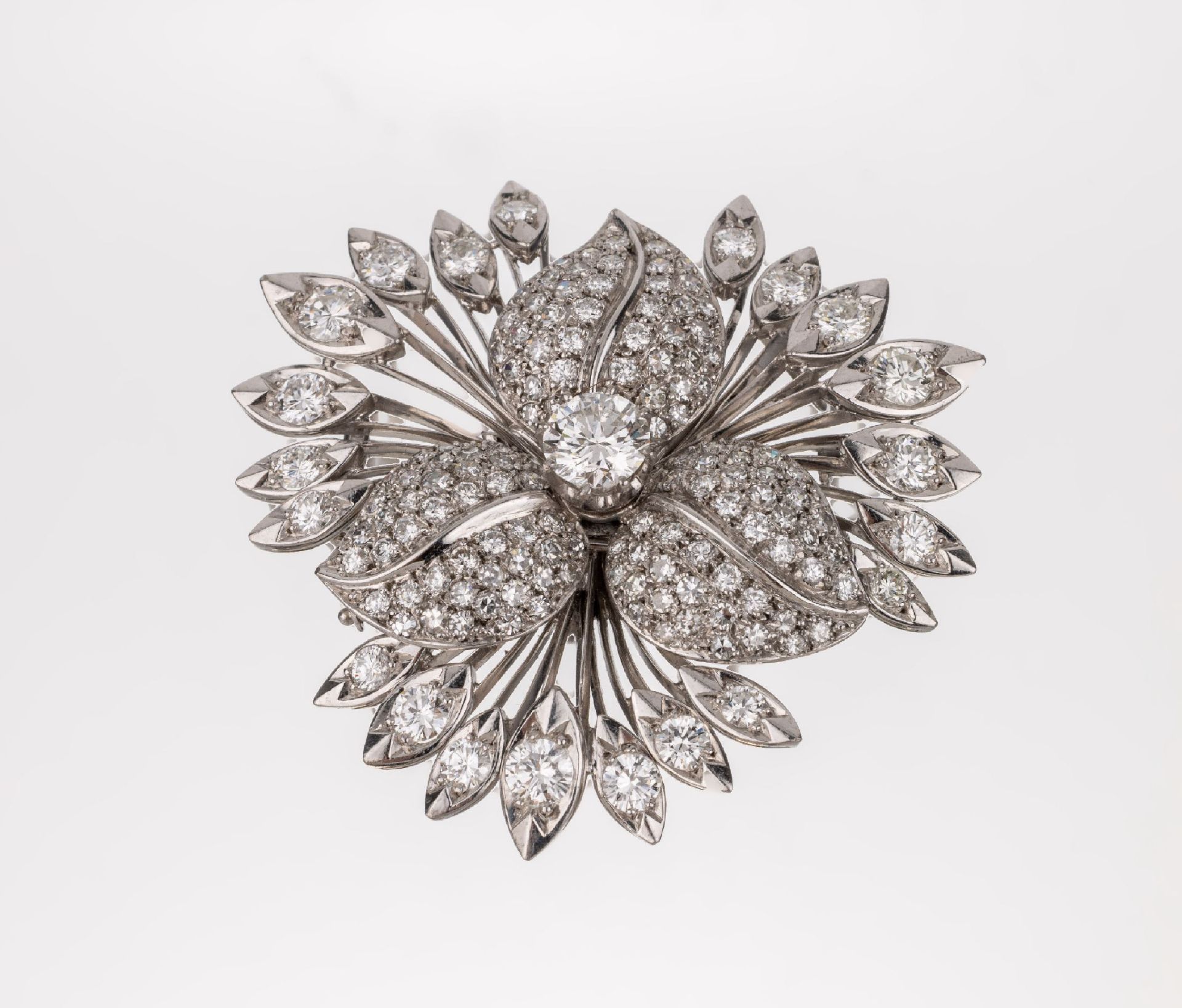 18 kt Gold Diamant-Verwandlungsbrosche 'Blume', WG - Image 8 of 8