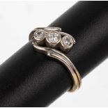 14 kt Gold Diamant-Ring, GG 585/000, Ringkopf Platin, 3