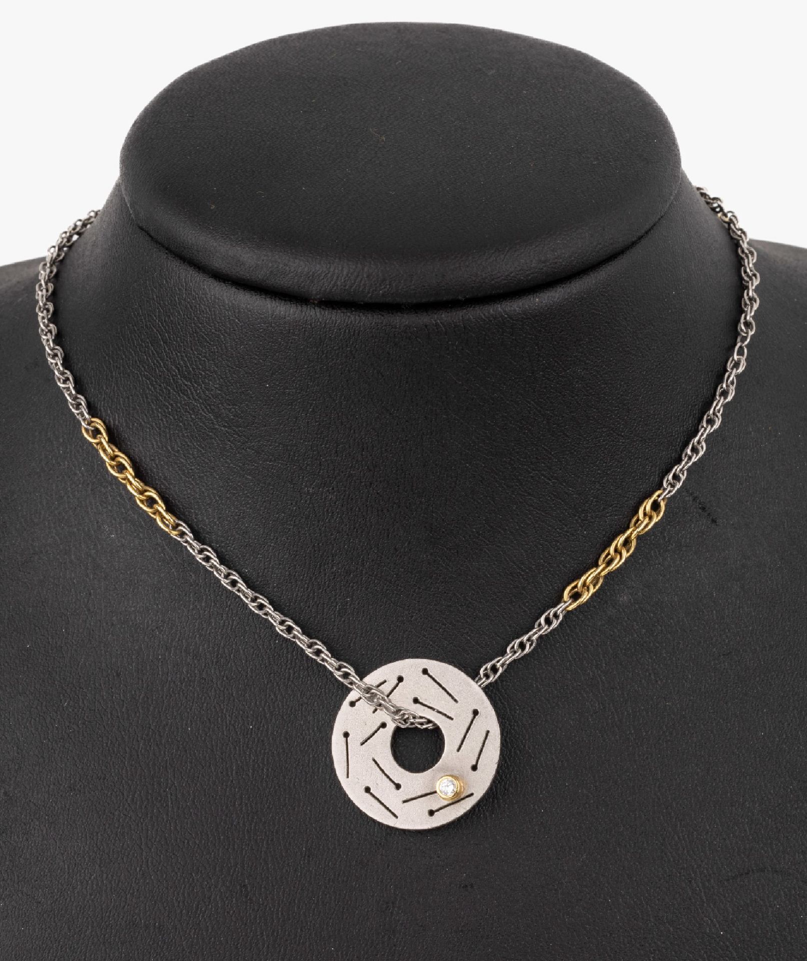 Platin und Gold Brillant-Collier, Pt gepr. und GG