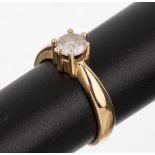 14 kt Gold Brillant-Ring, GG 585/000, Brillant ca. 1.18