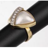 14 kt Gold Perl-Diamant-Ring, GG 585/000,