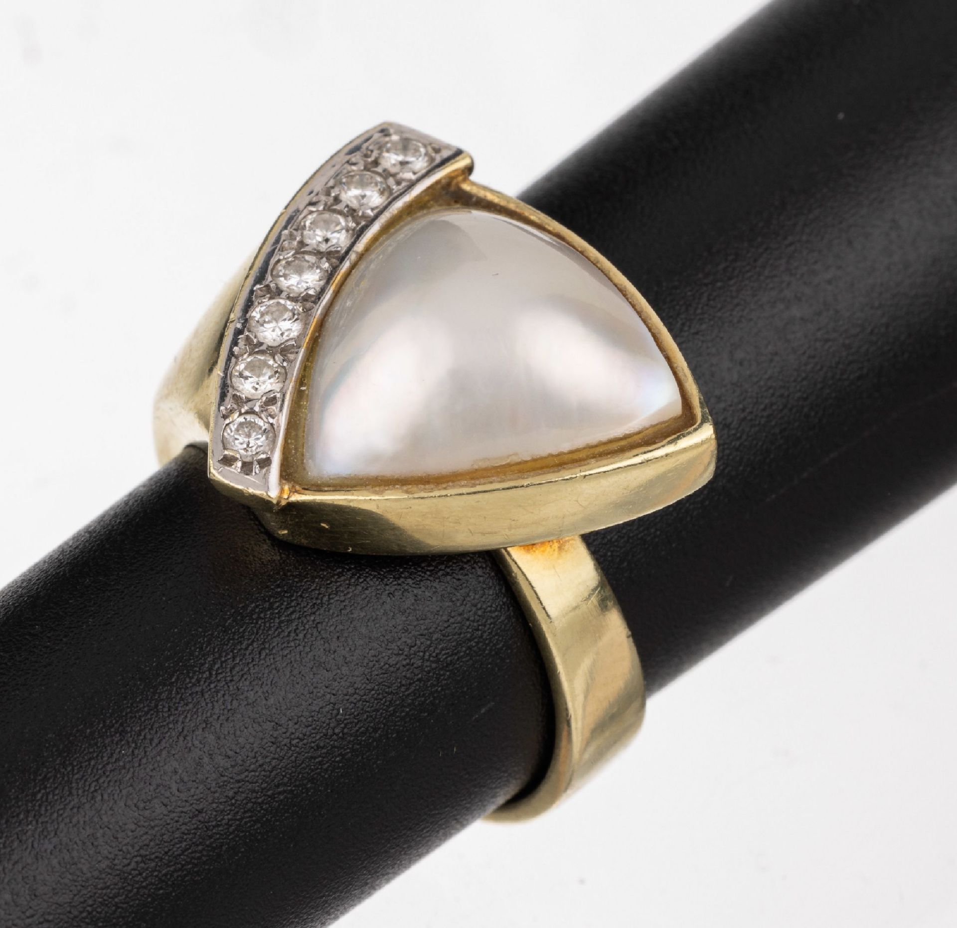 14 kt Gold Perl-Diamant-Ring, GG 585/000,