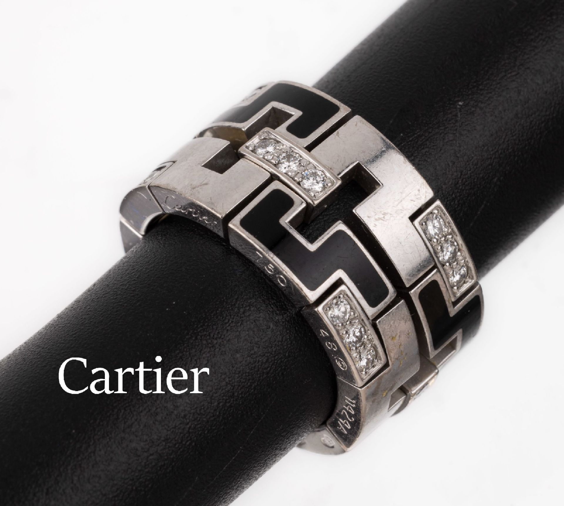 18 kt Gold CARTIER Brillant-Email-Ring, WG 750/000,