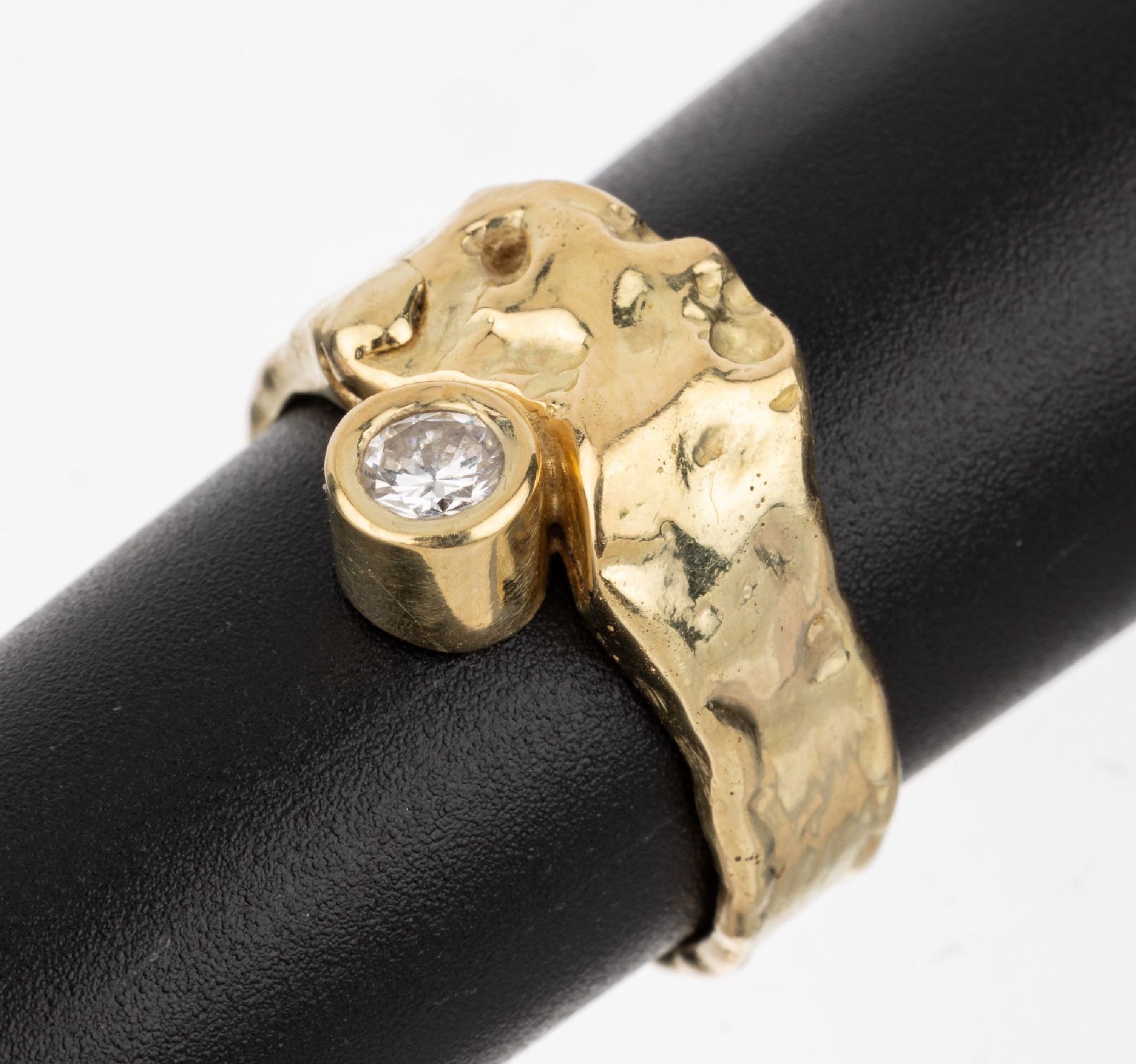 14 kt Gold Brillant-Ring, GG 585/000, abstrakte