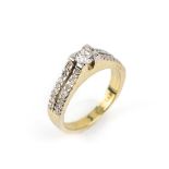 14 kt Gold Brillant Ring, GG 585/000, 1 Brillant ca.