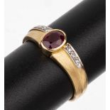 18 kt Gold Rubin-Brillant-Ring, GG/WG 750/000, mittig