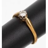 14 kt Gold Brillant-Ring, GG/WG 585/000, Brillant in WG