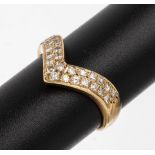 14 kt Gold Diamant-Ring, GG 585/000, 8/8- Diamanten zus.