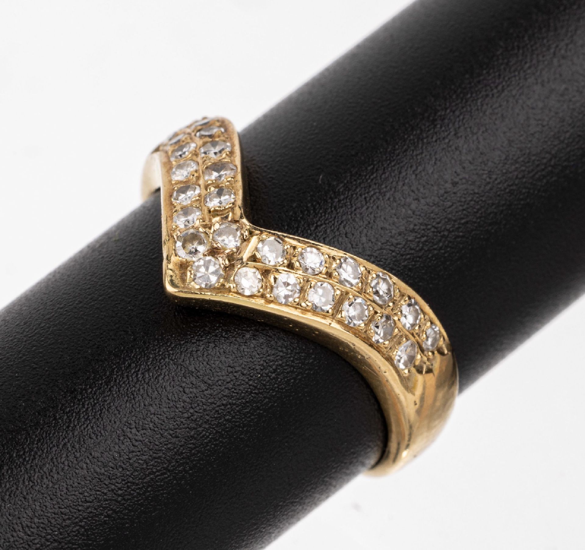 14 kt Gold Diamant-Ring, GG 585/000, 8/8- Diamanten zus.