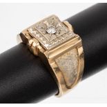 14 kt Gold Brillant-Ring, GG 585/000, architektonischer