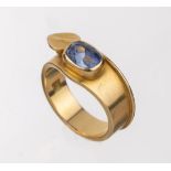 18 kt Gold Saphir-Ring, GG 750/000, Handarbeit,