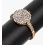 14 kt Gold Diamant-Ring, GG/WG 585/000, Diamanten zus.