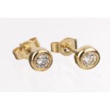 Paar 14 kt Gold Brillant-Ohrstecker, GG 585/000, 2