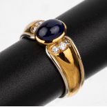 18 kt Gold Saphir-Brillant-Ring, GG/WG 750/000, ovaler