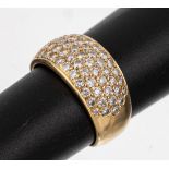 18 kt Gold Brillant-Ring, GG 750/000, 65 Brillanten zus.