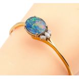 18 kt Gold Opal-Diamant-Armreif, GG/WG 750/000 gepr.,