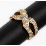 18 kt Gold Brillant-Ring, GG 750/000, ausgefallene Form,