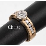 14 kt Gold CHRIST Brillant-Ring, GG/WG 585/000, mittig