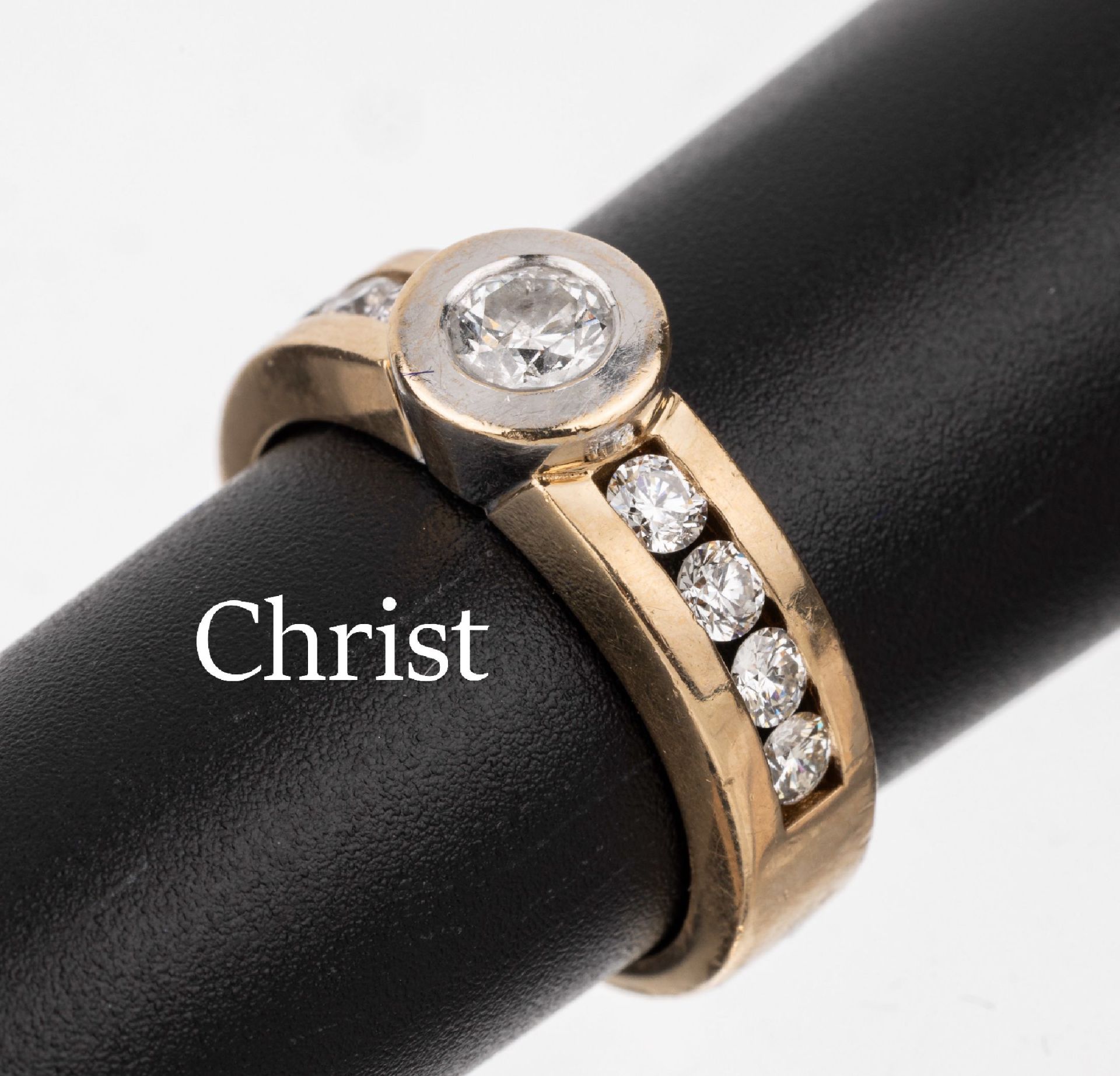 14 kt Gold CHRIST Brillant-Ring, GG/WG 585/000, mittig