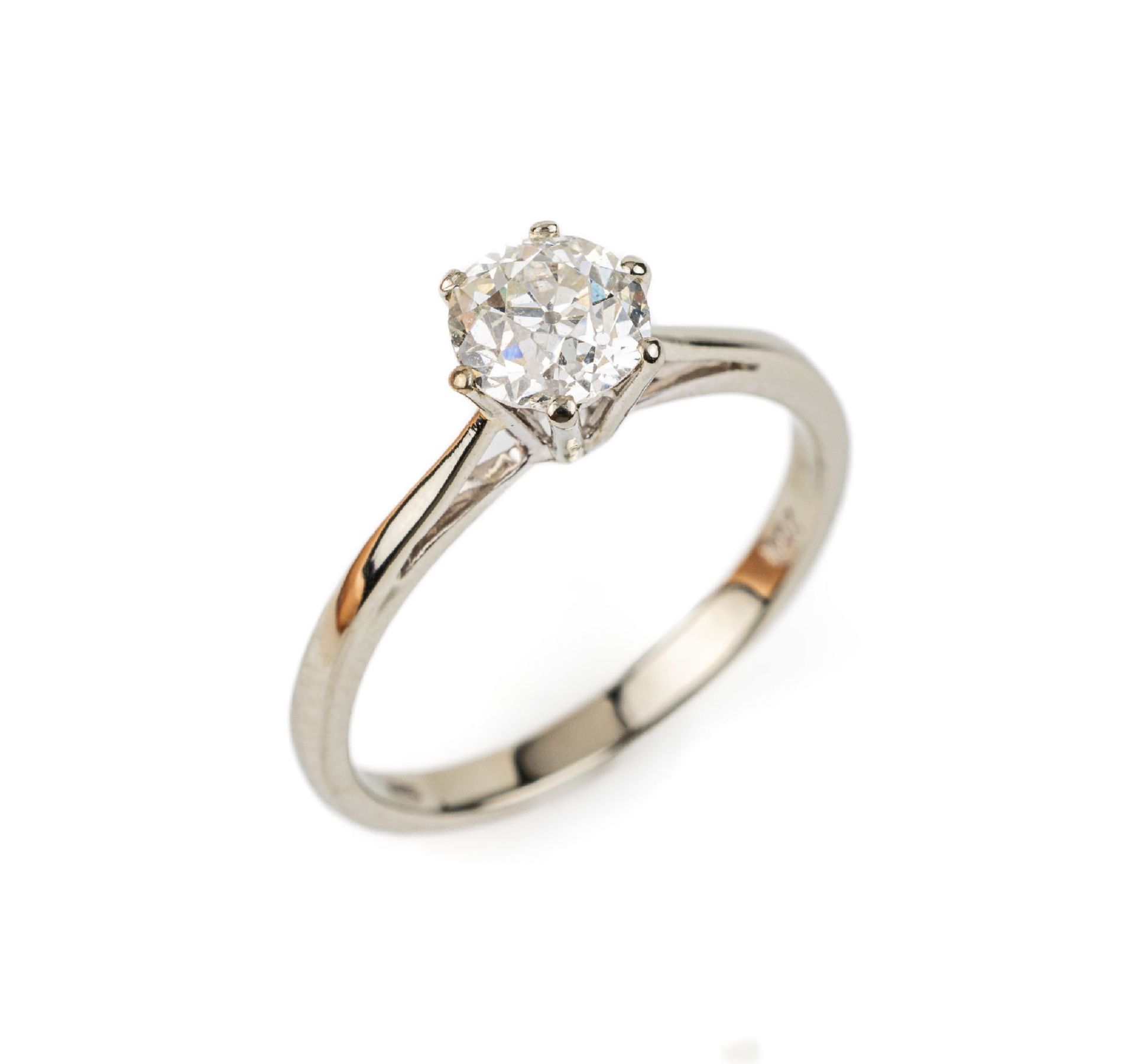 18 kt Gold Diamant-Ring, WG 750/000, Altschliffdiamant