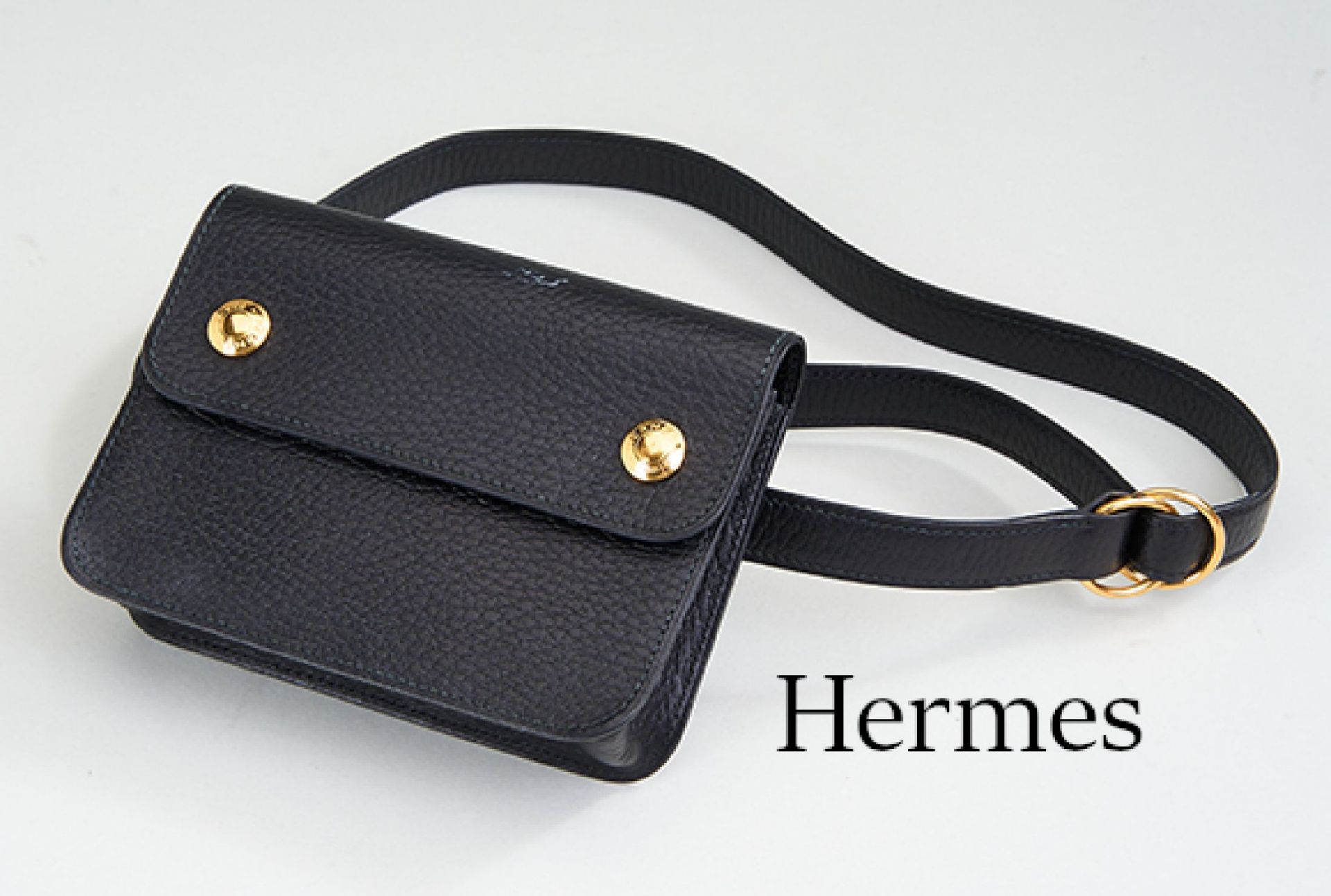 HERMES Belt Bag/Pochette, schwarzes Courchevel Leder,