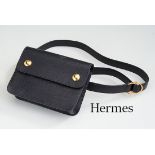 HERMES Belt Bag/Pochette, schwarzes Courchevel Leder,