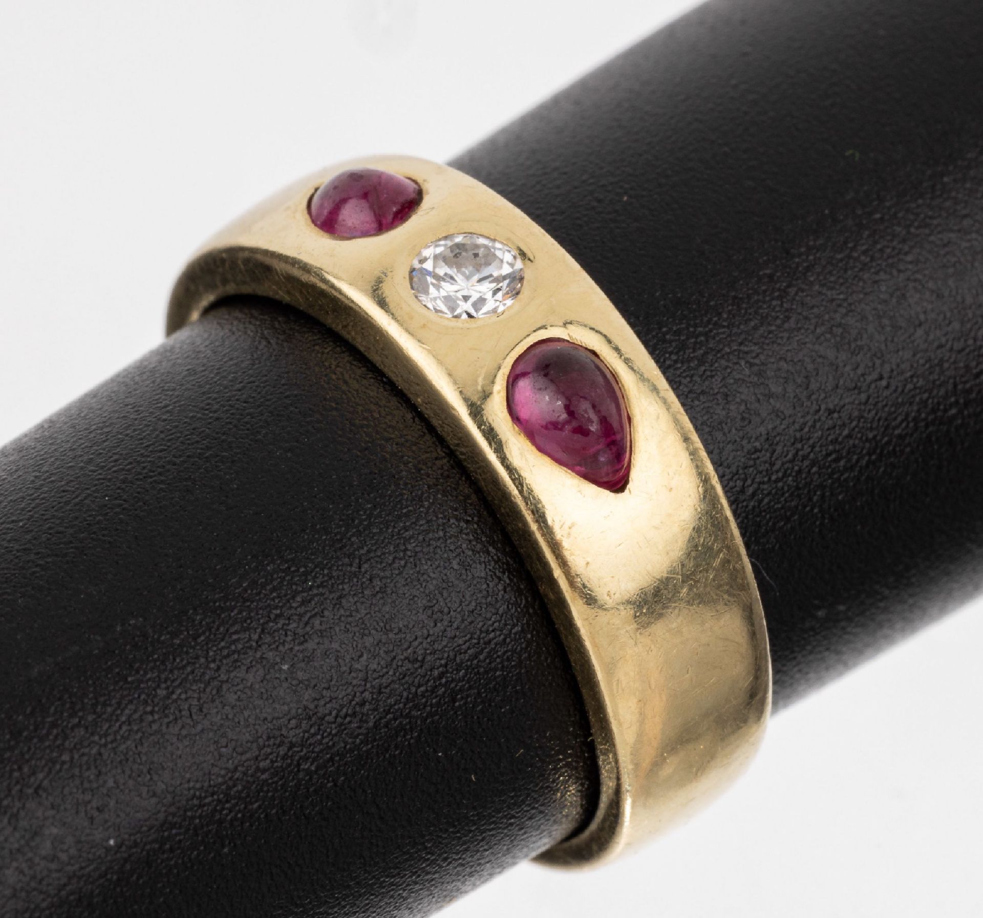14 kt Gold Rubin-Brillant-Ring, GG 585/000,Brillant ca.