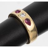 14 kt Gold Rubin-Brillant-Ring, GG 585/000,Brillant ca.