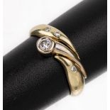 14 kt Gold Brillant-Ring, GG/WG 585/000, in WG gefasster