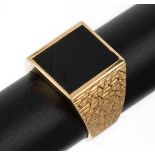 Massiver 18 kt Gold Onyx-Herrenring, GG 750/000,