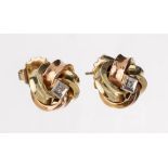 Paar 14 kt Gold Brillant-Ohrstecker, GG/RG/WG 585/000,