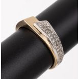 14 kt Gold Brillant-Ring, GG/WG 585/000, asymm. Ringkopf