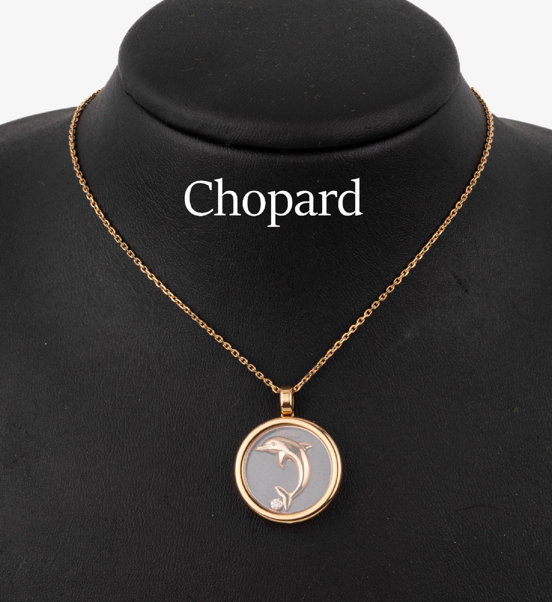 18 kt Gold CHOPARD Brillant-Anhänger mit CHOPARD Kette,