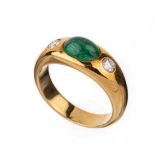 18 kt Gold Smaragd-Brillant-Ring, GG 750/000, ovaler