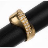 18 kt Gold Brillant-Ring, GG 750/000, geschwungener
