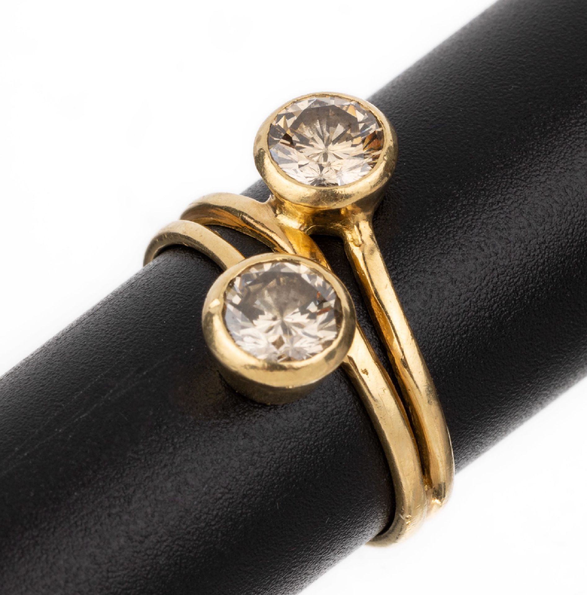 18 kt Gold Diamant-Ring, GG 750/000, 2 Diamanten zus.