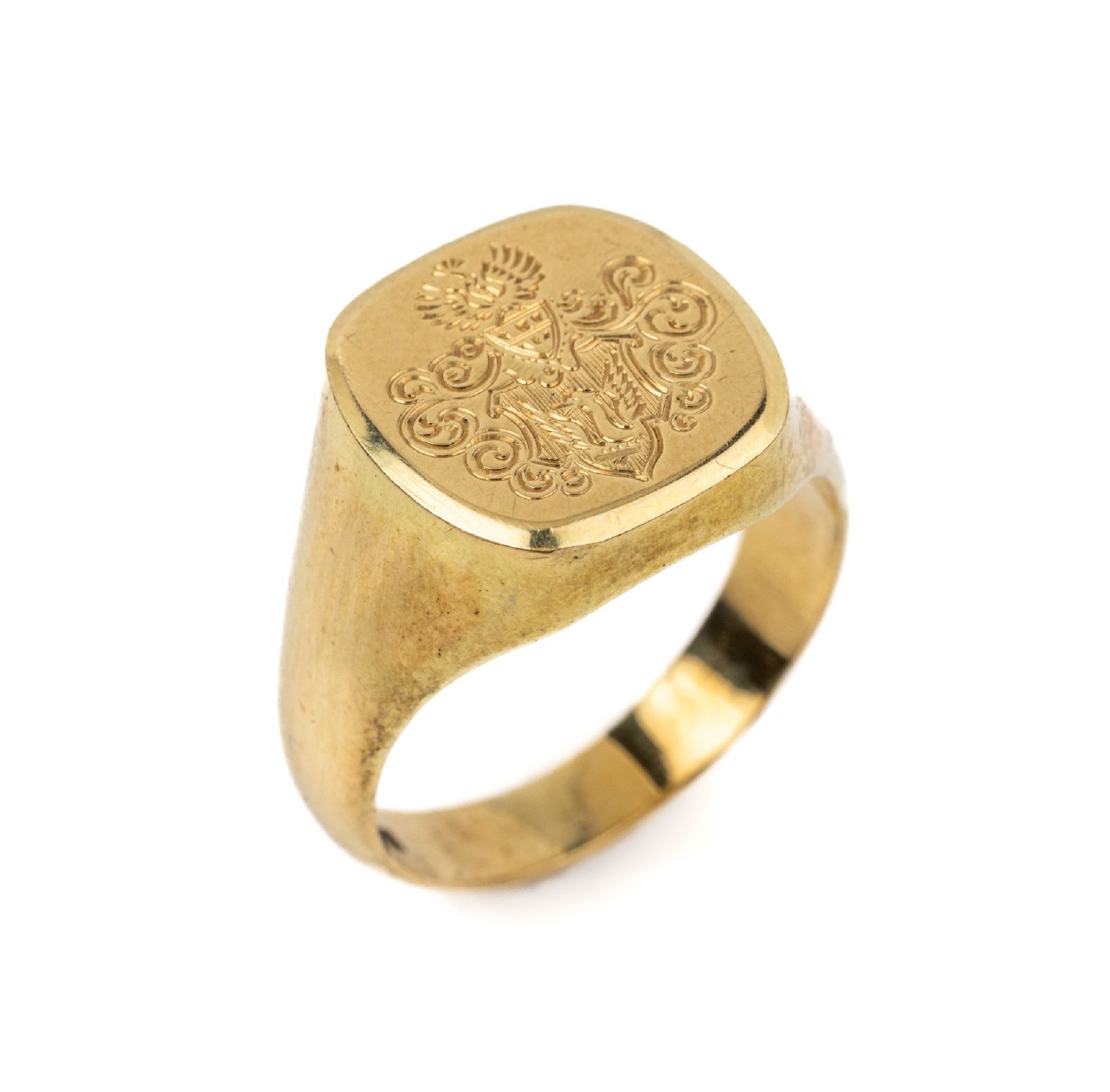 14 kt Gold Siegelring, GG 585/000, Gravurplatte mit