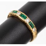 18 kt Gold Smaragd-Brillant-Ring, GG 750/000, 3