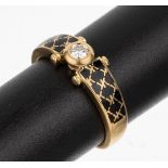 18 kt Gold Brillant-Email-Ring, GG 750/000,mittiger