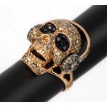 18 kt Gold Brillant-Ring Totenkopf, GG/WG 750/000,