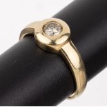 14 kt Gold Brillant-Ring, GG 585/000, Brillant ca. 0.60