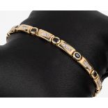 18 kt Gold Saphir-Diamant-Armband, GG 750/000 gepr., 10