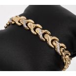 14 kt Gold Brillant-Armband, GG/WG 585/000 geschwungene