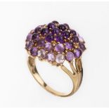 14 kt Gold Amethyst-Ring, GG 585/000, Ringkopf mit